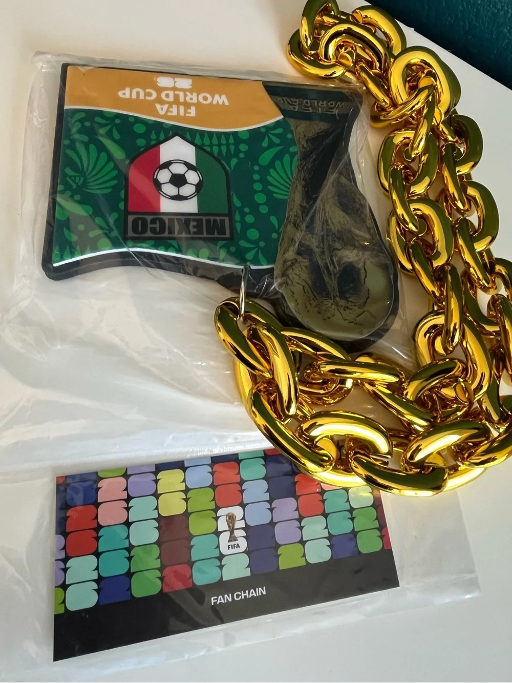FIFA World Cup 2026 Mexico Gold Chain Trophyman Necklace Soccer Football NWT